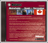 MapSource Canada MetroGuide with Roads & Recreation Software.